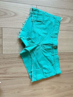 SO Turquoise High-Waist Distressed Women's Shorts